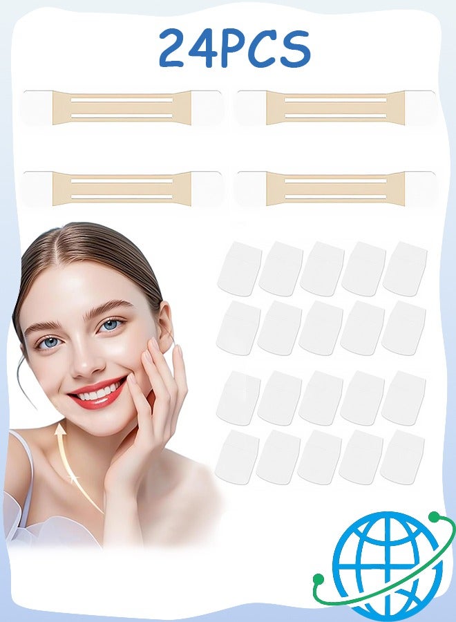 أشرطة شد الوجه (8 شرائط + 40 رقعة) شريط غير مرئي لرفع الوجه على الفور، ملصق لاصق لرفع الوجه، شريط رفع سريع للوجه، شريط رفع العين للنساء، جمال الوجه - Image 1